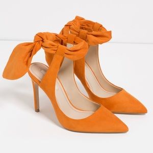 Zara Orange Bow Heels